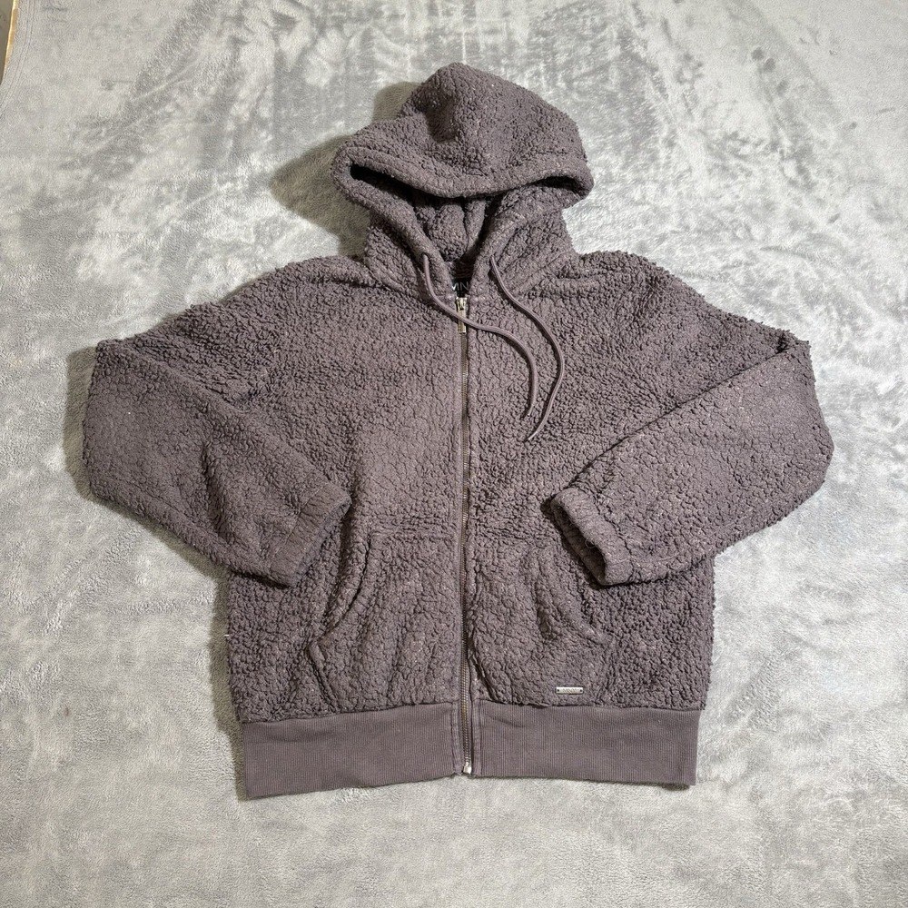 Marc New York Hoodie Medium Brown Sherpa Fleece Full Zip Hooded Jacket MNY